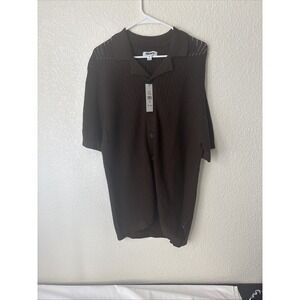 DKNY Men's Cafe Brown Grid Sweater Shirt M Button-Up NWT | Designer Casual